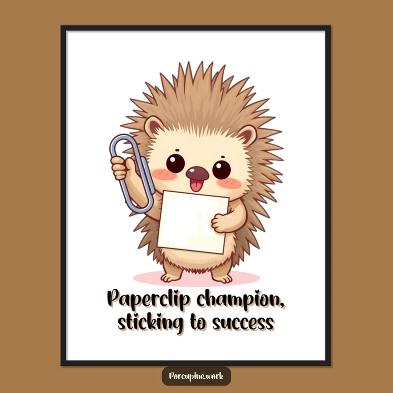 Free Printable Wall Art: Porcupine's Paperclip Pride, Funny Downloadable Decor for Office Charm