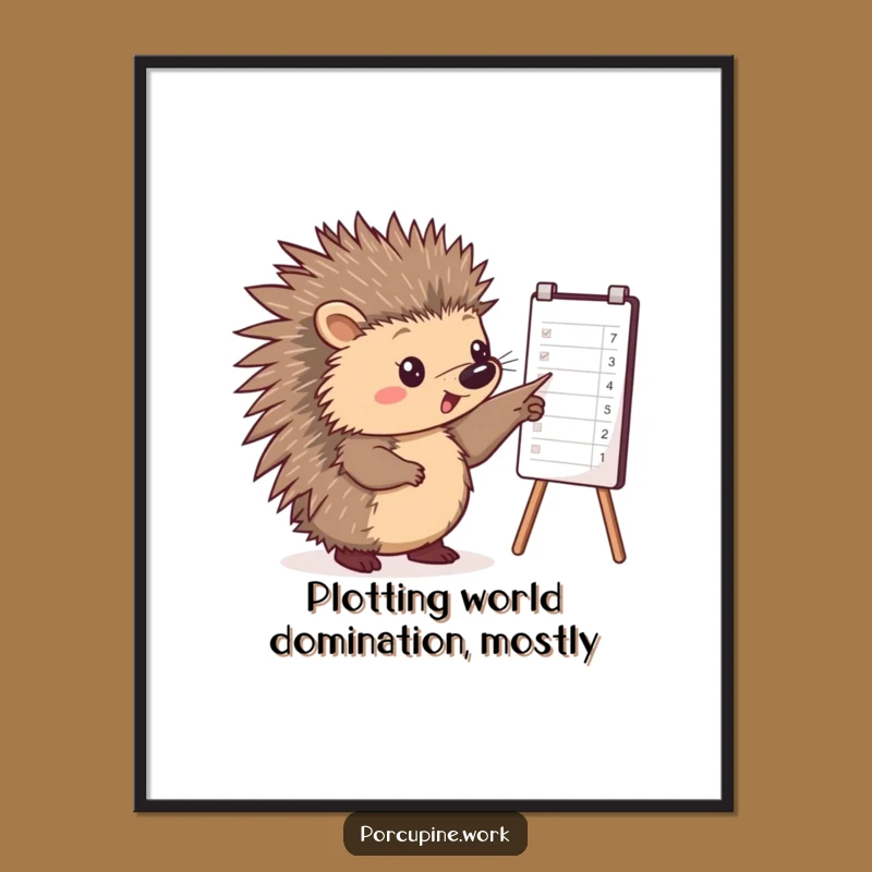 Funny Porcupine Art: Free Printable Success Chart Pointing Downloadable Wall Decor