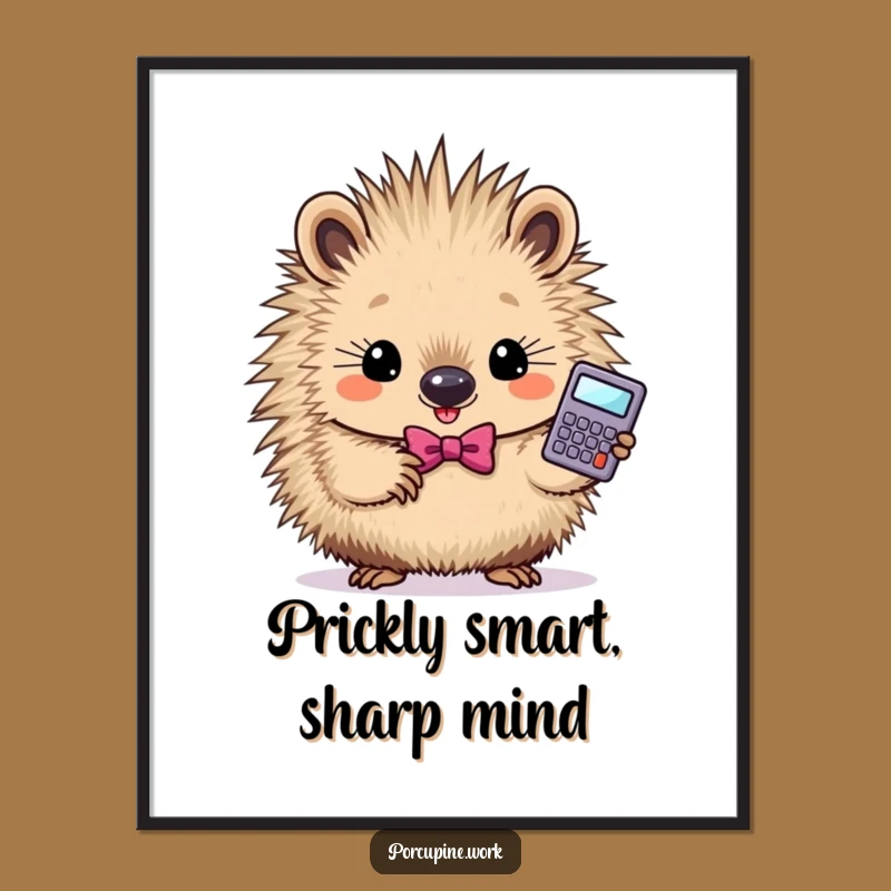 Free Printable Wall Art: Determined Porcupine calculator decor, smart downloadable art for a focused space