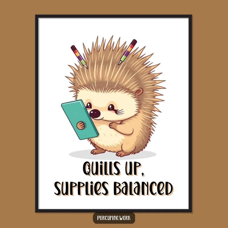 Free Printable Wall Art: Office Juggler Porcupine Funny Downloadable Art