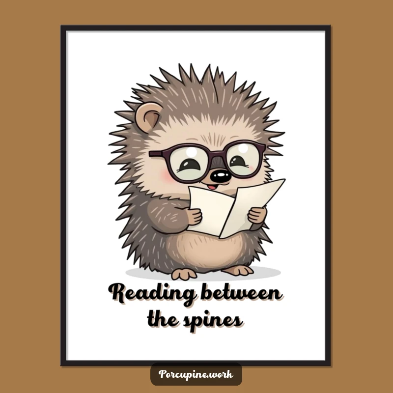 Funny Porcupine Art: Free Printable Studious Reader Downloadable Wall Decor