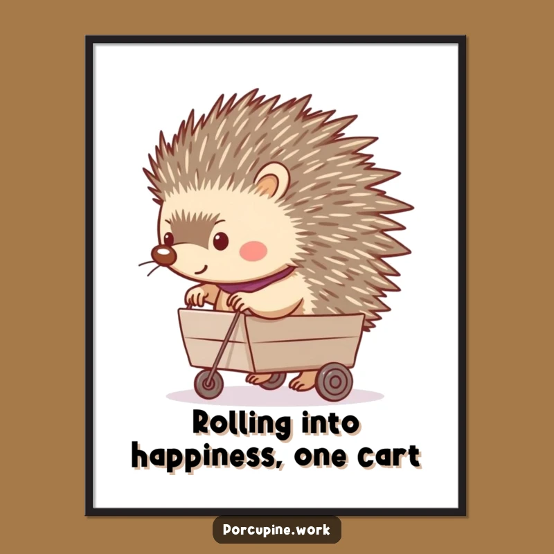 Free Printable Wall Art: Funny Porcupine Cart - Charming Downloadable Decor!