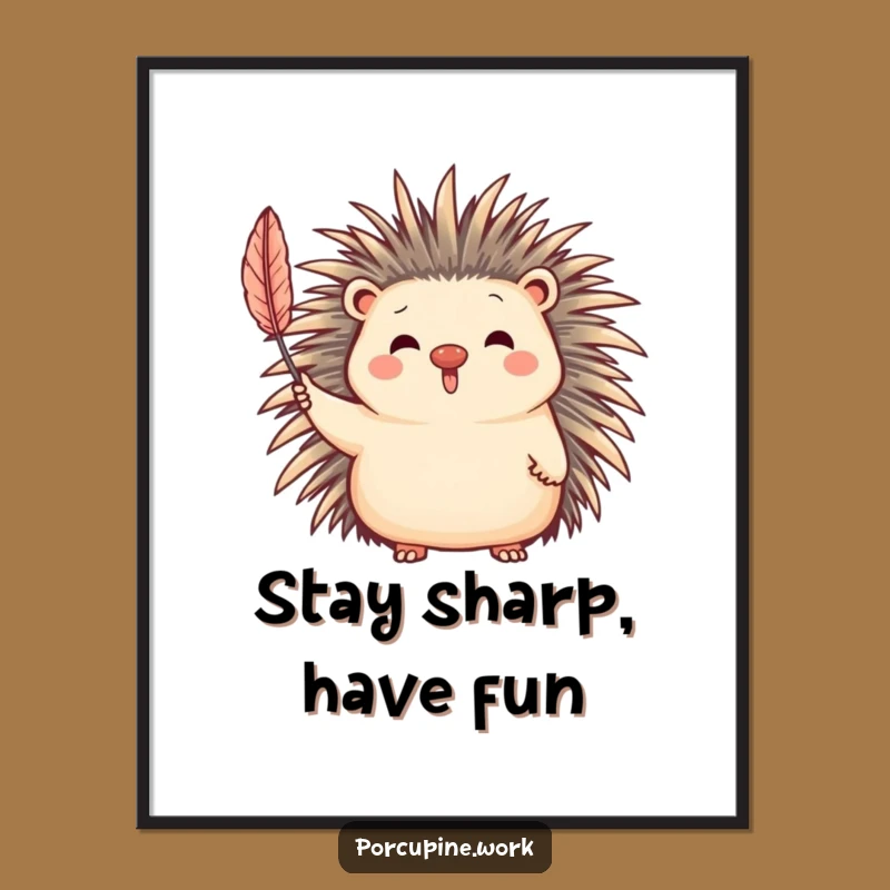 Funny Free Printable Wall Art: Waving Porcupine - Quirky Downloadable Decor