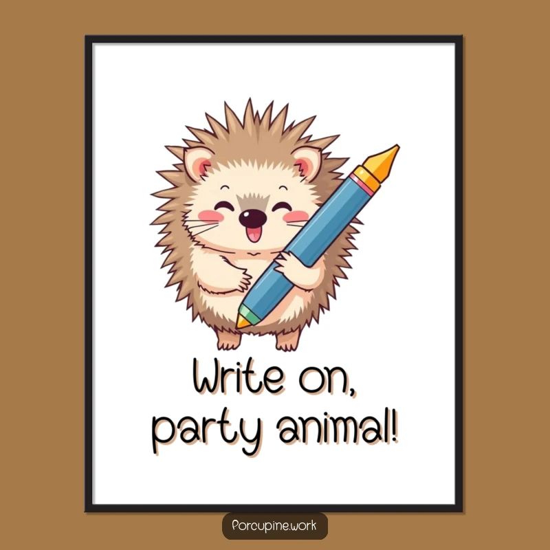 Funny Free Printable Wall Art: Porcupine Pen Power for Humorous Downloadable Home Decor