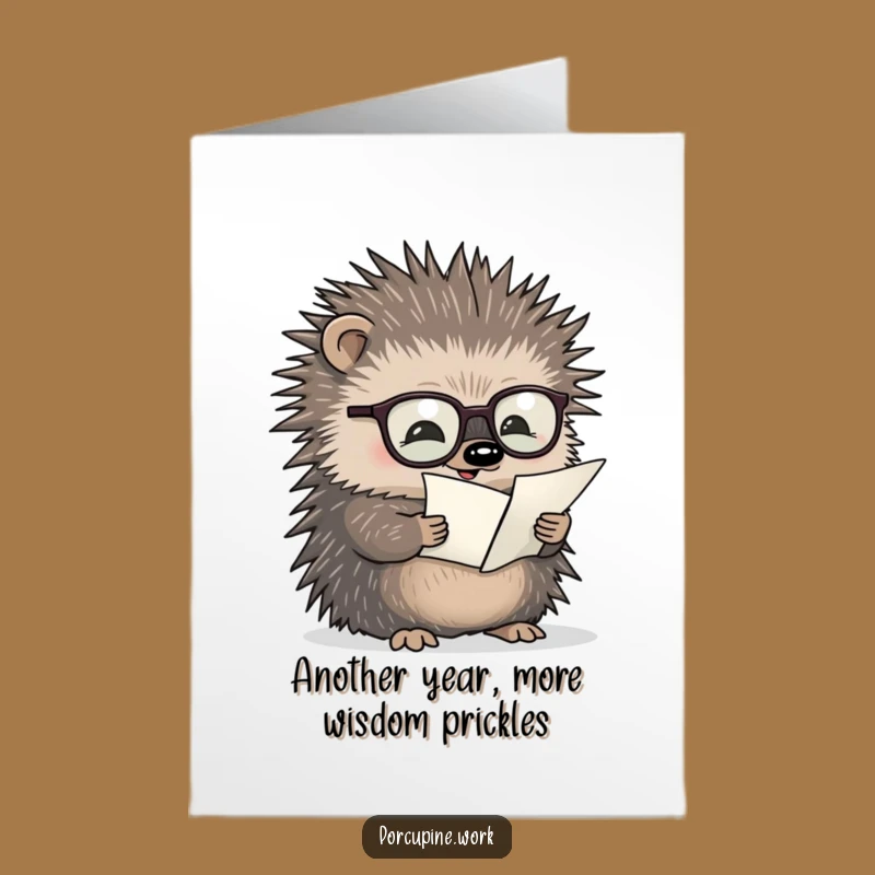 Bookish Porcupine Birthday Card: Free Printable Tiny Text Greeting
