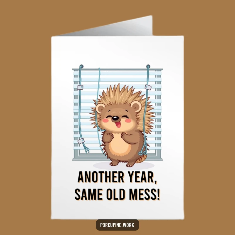 Hilarious Free Printable Birthday Card: Porcupine Office Mishap - Downloadable Gift