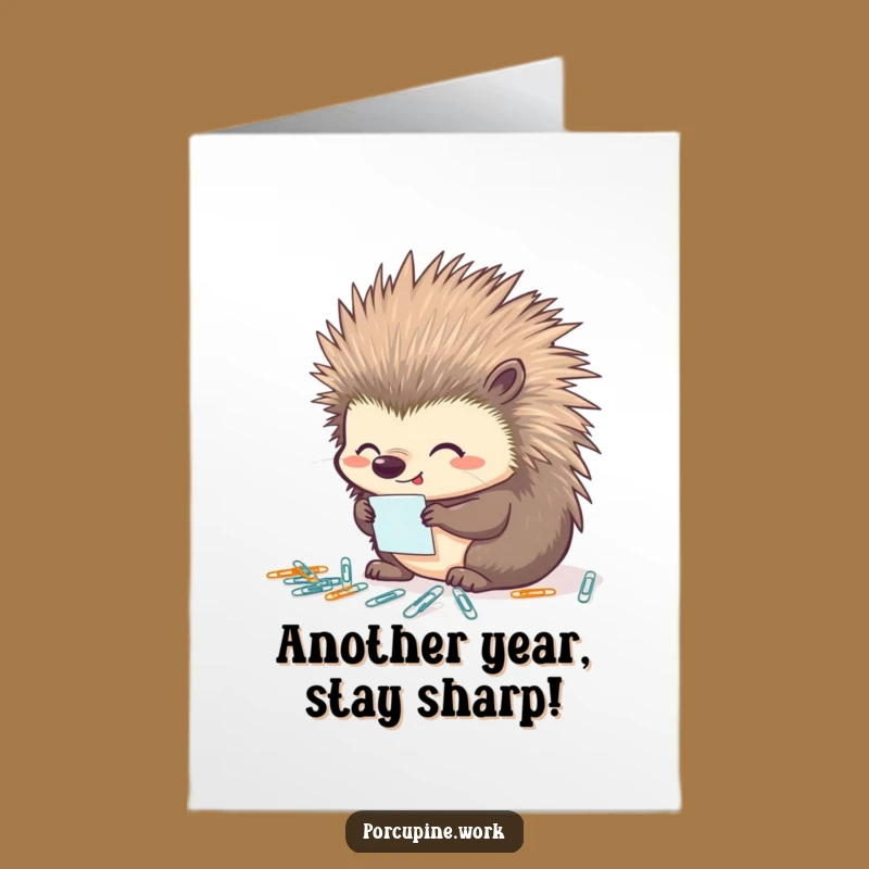 Free Printable Birthday Card: Organized Porcupine, Hilarious Downloadable for Neat Freaks