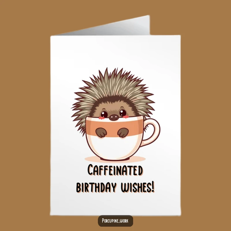 Free Printable Coffee Porcupine Birthday Card - Funny Caffeine Lover Downloadable
