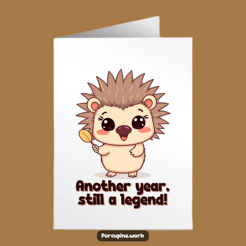 Free Printable Birthday Card: Happy Porcupine quill gift, cheerful downloadable for a unique celebration