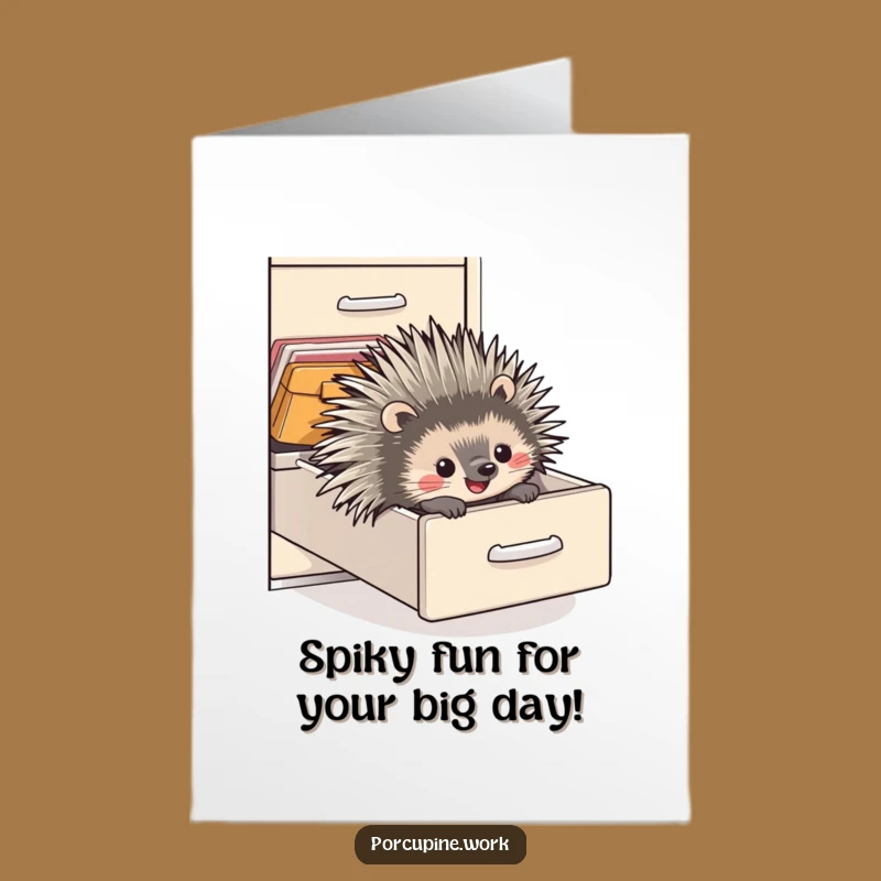 Free Printable Birthday Card: Hilarious Porcupine Filing Cabinet Fun Downloadable Gift!