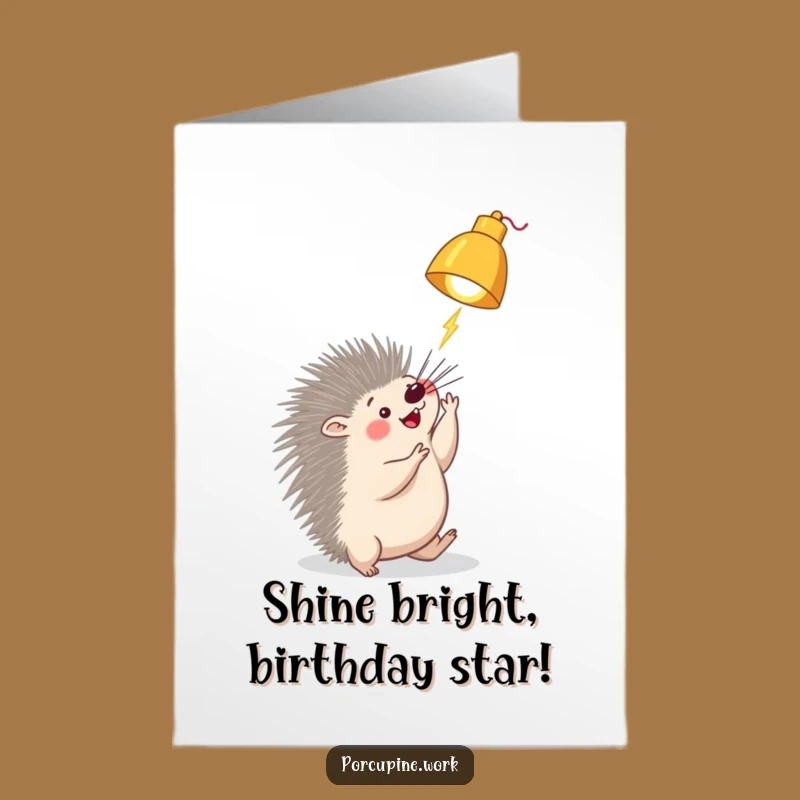 Free Printable Birthday Card: Playful Porcupine Lamp Bat, Hilarious Downloadable for Fun