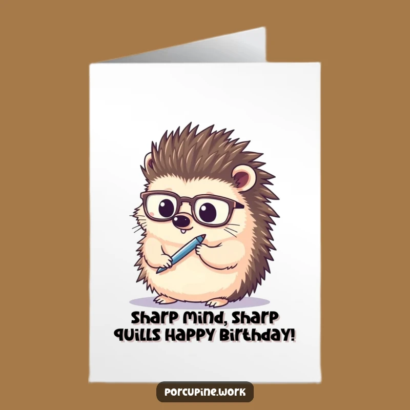 Free Printable Birthday Card: Wise Porcupine Scholar Funny Downloadable Gift