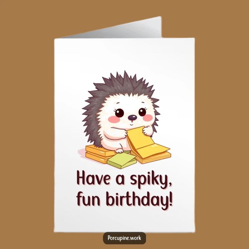 Free Printable Birthday Card: Porcupine Sticky Notes, Organized Funny Downloadable Gift!