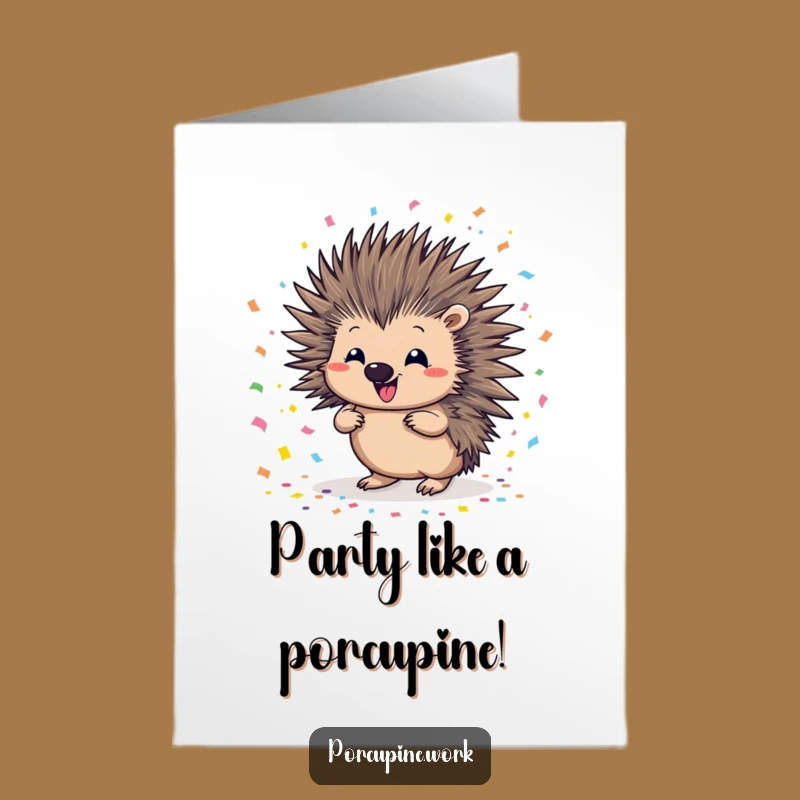 Free Printable Birthday Card: Funny Confetti Porcupine, Hilarious Downloadable for Party Fun