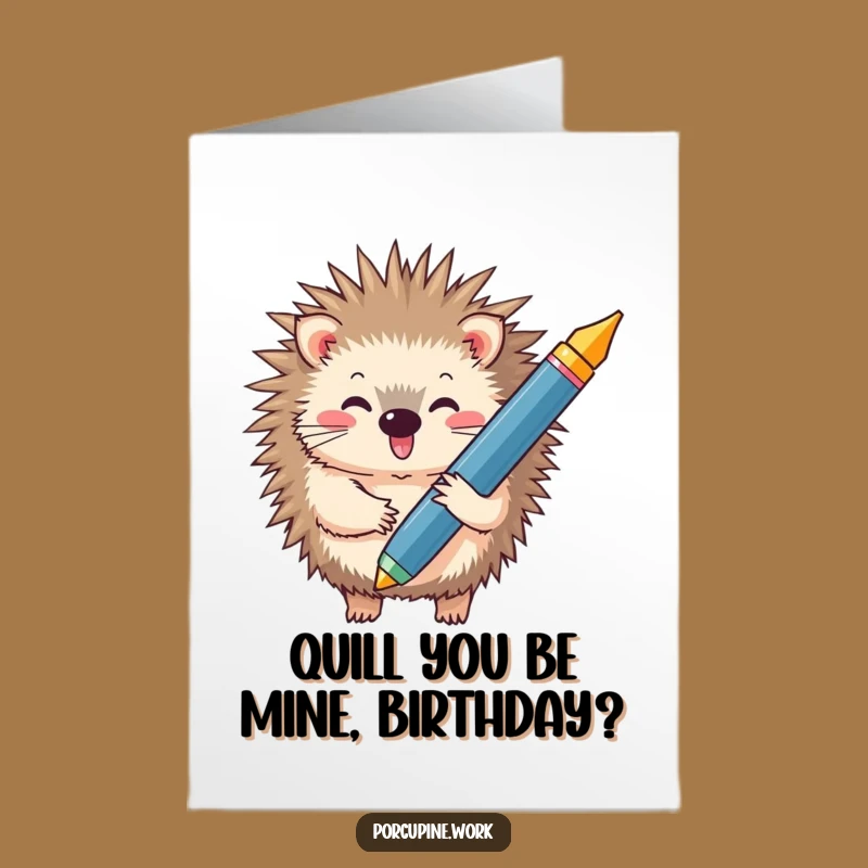 Funny Free Printable Birthday Card: Porcupine Pen Power for a Hilarious Downloadable Gift