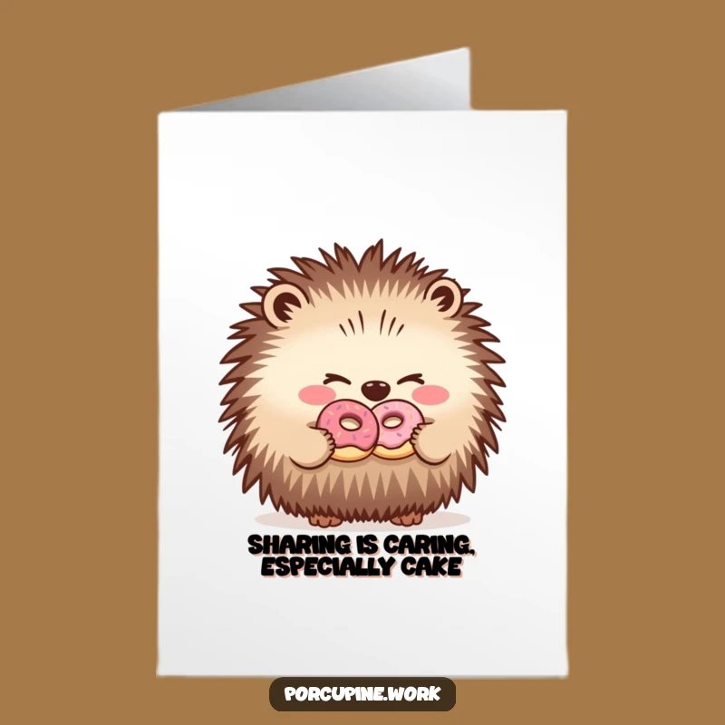 Free Printable Birthday Card: Funny Porcupine Donut Share Wink, Downloadable Humor Gift