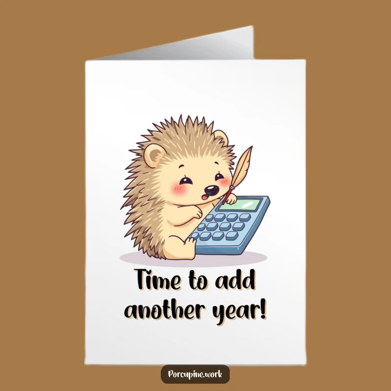 Whimsical Free Printable Birthday Card: Porcupine Accountant Fun - Downloadable Gift