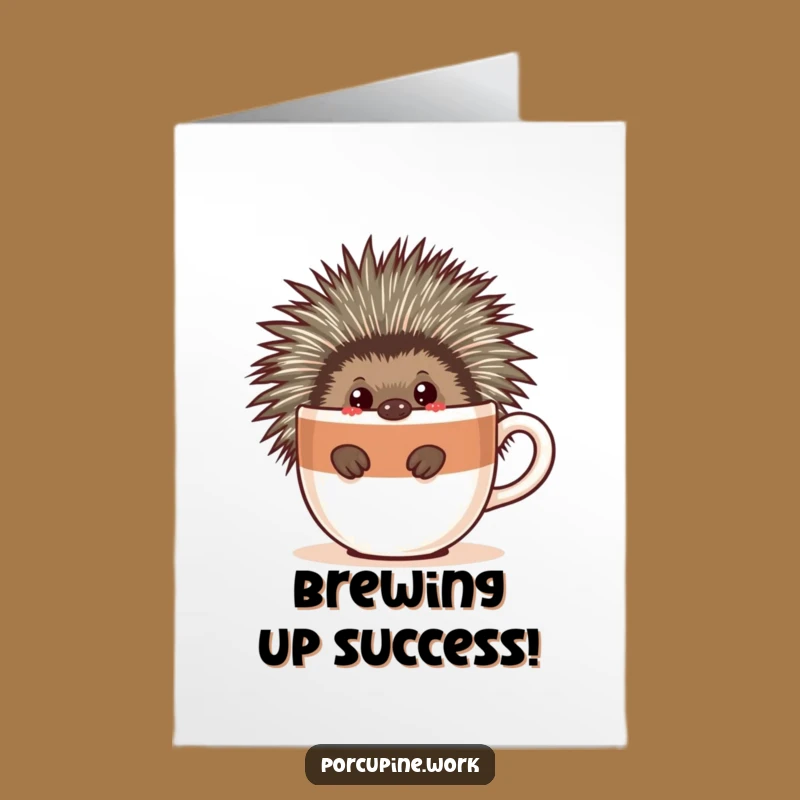 Free Printable Porcupine Card for Congrats - Funny Coffee Achievement Downloadable