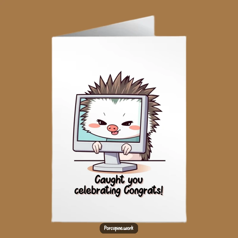 Free Printable Congrats Card: Sly Porcupine Digital Win Funny Downloadable Gift