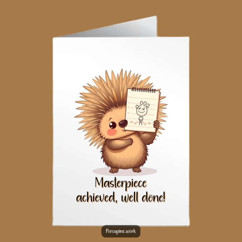 Free Printable Congrats Card: Artist Porcupine Doodle - Funny Download Gift
