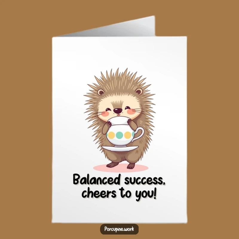 Free Printable Congrats Card: Balanced Porcupine Tea - Funny Download Gift