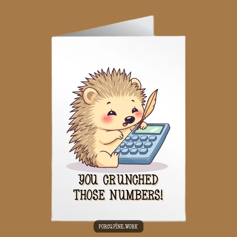 Free Printable Congrats Card: Porcupine's Numerical Triumph - Funny Downloadable Gift