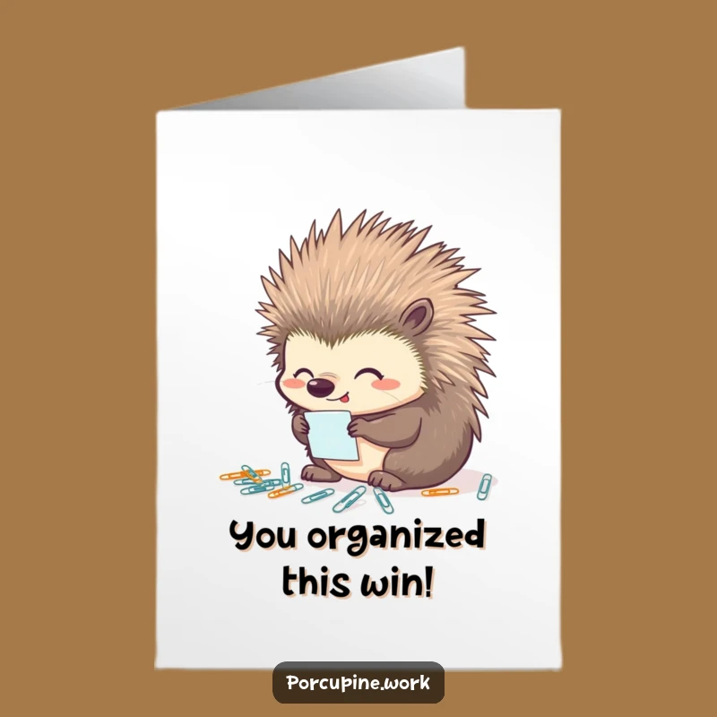 Free Printable Congrats Card: Tidy Porcupine, Perfect Funny Downloadable for Accomplishments
