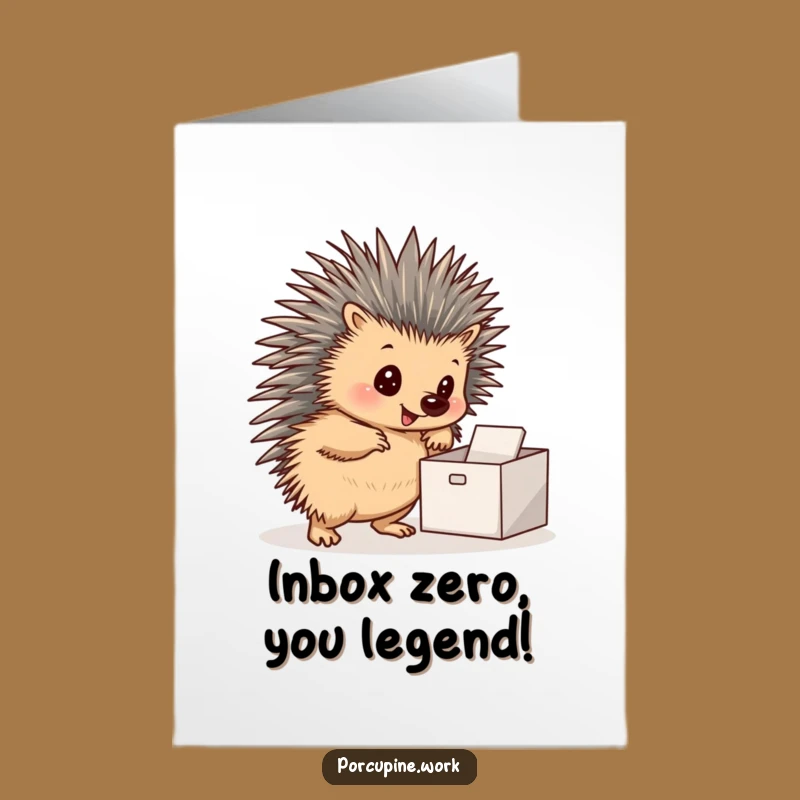 Free Printable Congrats Card: Confident Porcupine, Neat Inbox, Downloadable Success Gift
