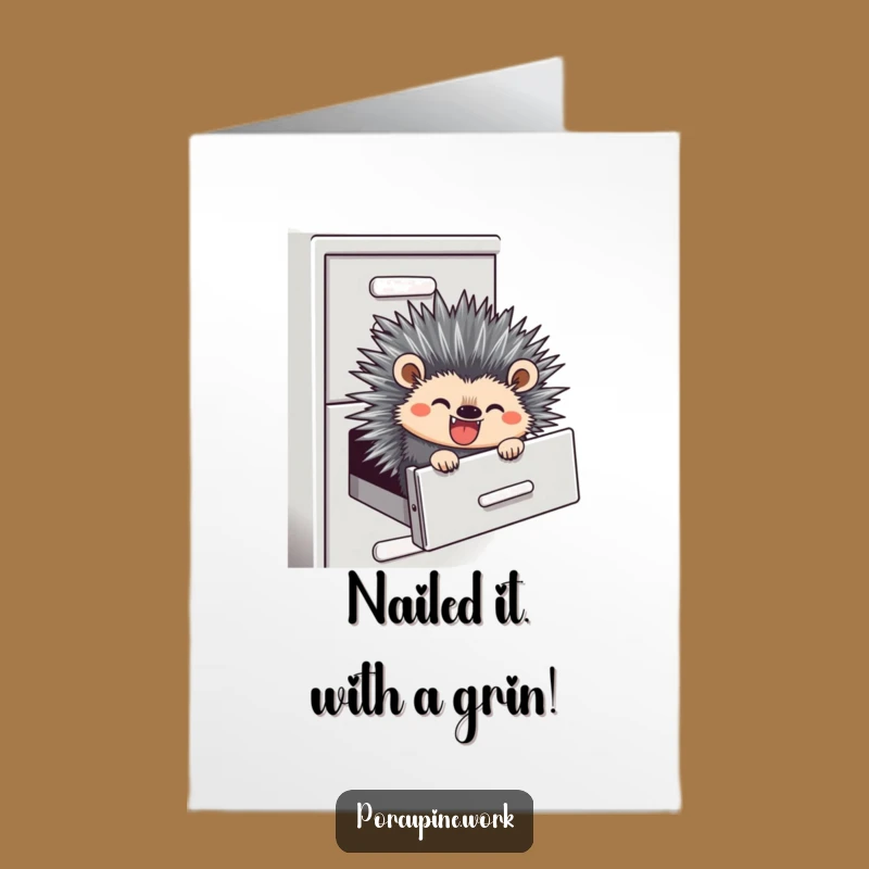 Free Printable Congrats Card: Porcupine Slide Success for a Humorous Downloadable Gift