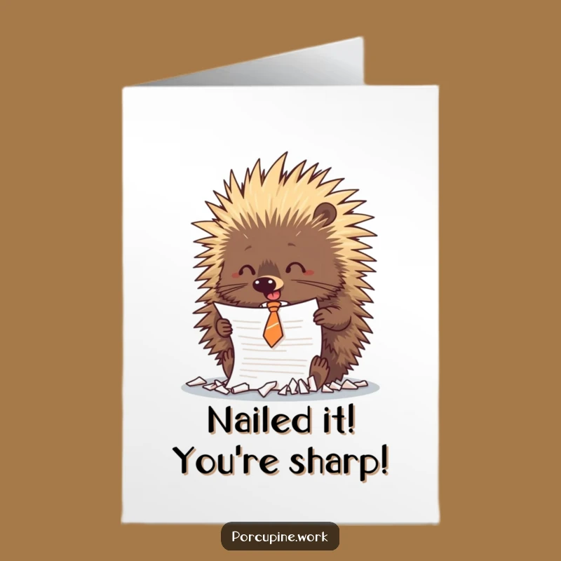 Free Printable Congrats Card: Porcupine Shredding Docs, Perfect Funny Downloadable Gift