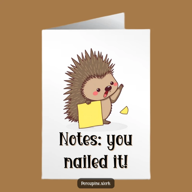 Free Printable Congrats Card: Porcupine Dodges Note, Humorous Downloadable Success