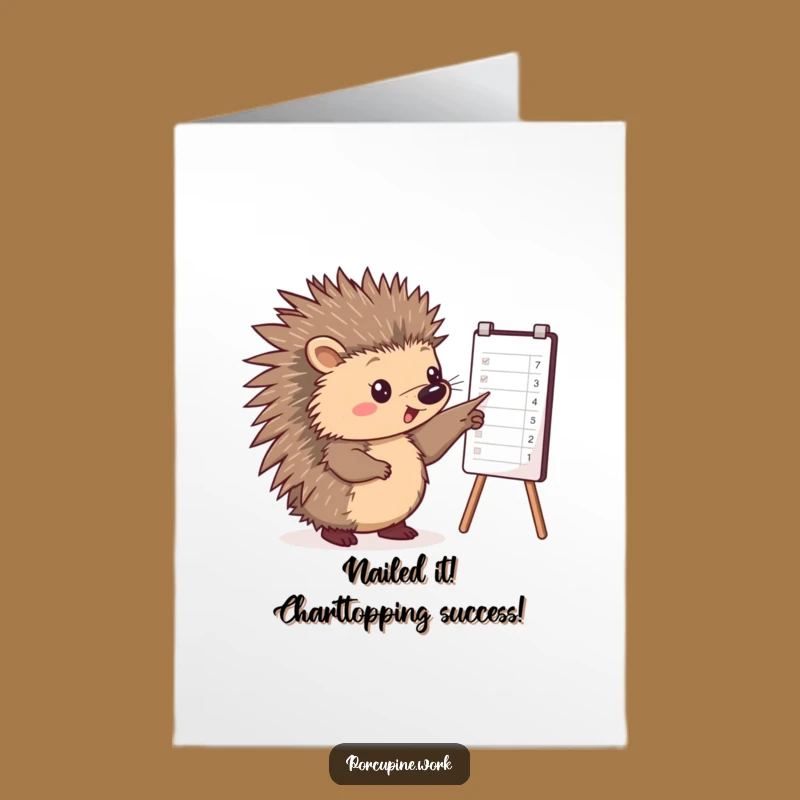 Porcupine Congrats Card: Free Printable Success Chart Pointing Greeting
