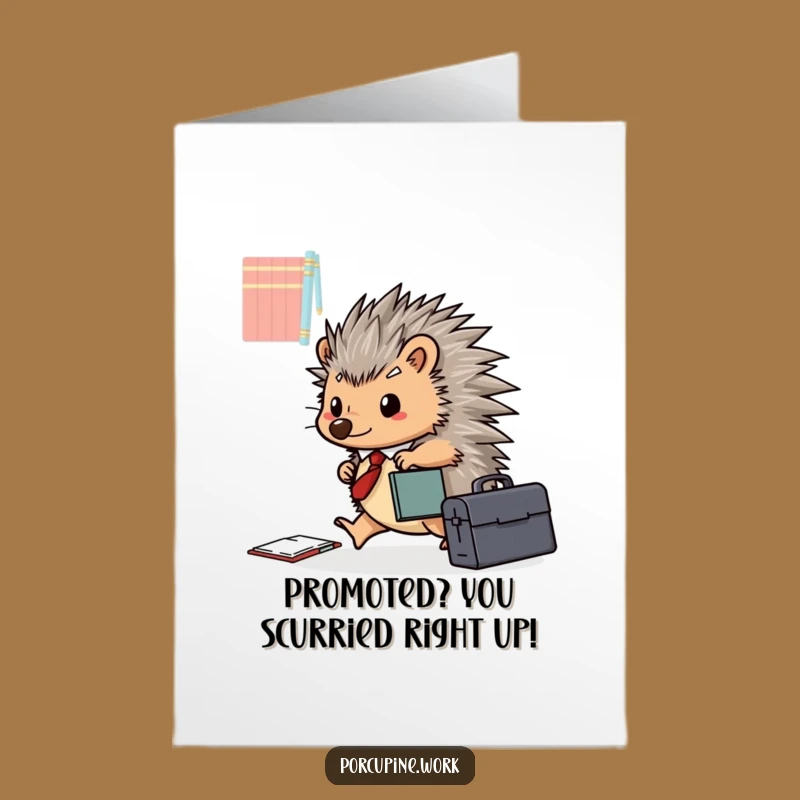 Free Printable Congrats Card: Scurrying Porcupine, Perfect Funny Downloadable Gift for Success