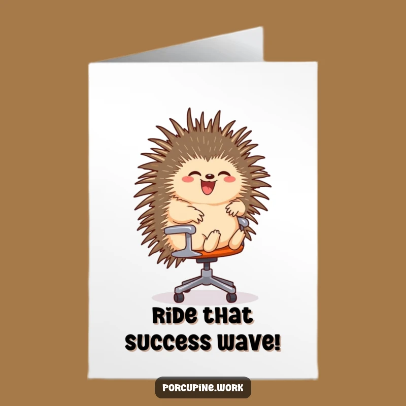 Free Printable Funny Congrats Card: Porcupine's Chair Spin Win - Downloadable Victory!