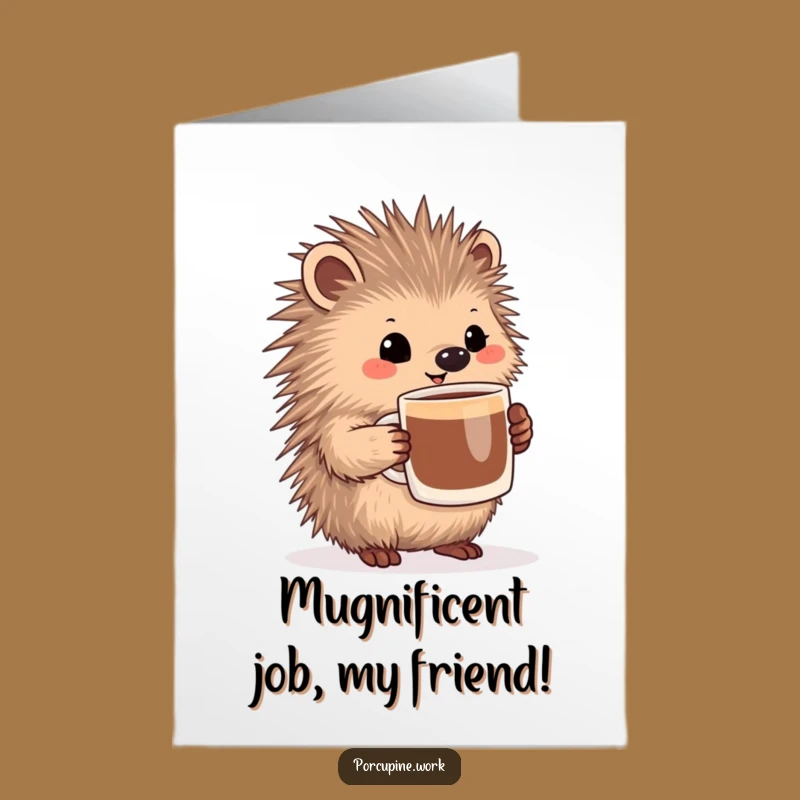Satisfied Free Printable Porcupine Card for Congrats - Brew-tiful Downloadable Gift