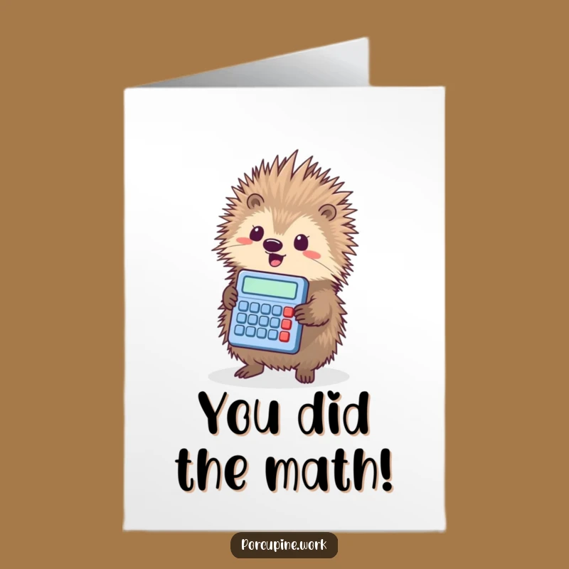 Sharp Free Printable Porcupine Card for Congrats - Calculation Champion Downloadable Gift