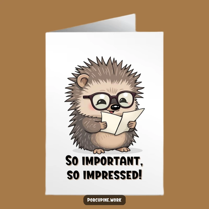 Studious Porcupine Congrats Card: Free Printable Tiny Text Achievement Greeting