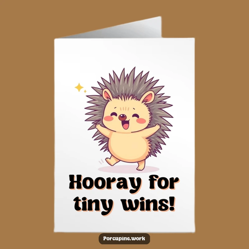 Tiny Hop Porcupine Congrats Card: Free Printable Victory Celebration Greeting
