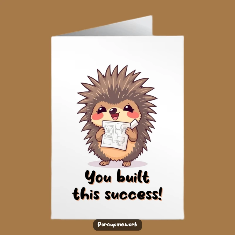 Free Printable Congrats Card: Porcupine's Grand Design Success - Funny Downloadable Gift