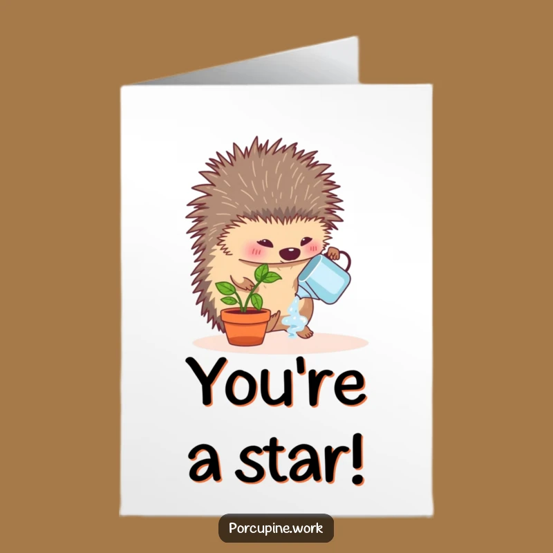 Free Printable Funny Congrats Card: Porcupine's Plant Growth - Downloadable Success!