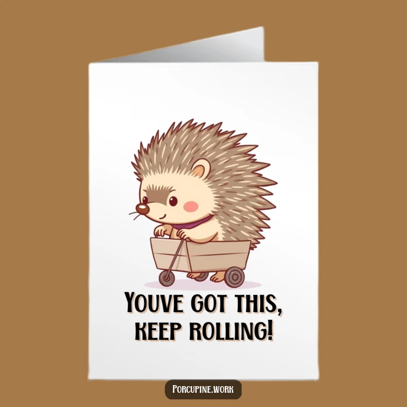 Free Printable Congrats Card: Funny Porcupine Cart - Delightful Downloadable!