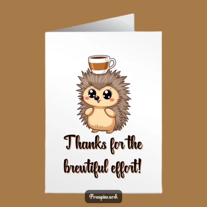 Free Printable Thank You Card: Coffee-Fueled Porcupine Thanks, Quirky Downloadable Note!