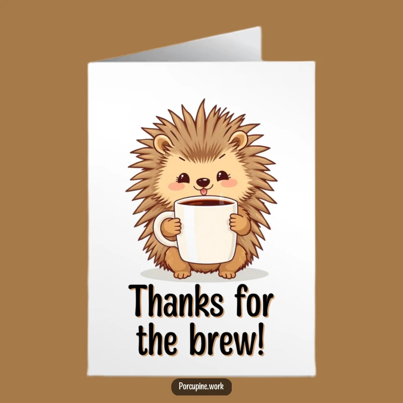 Free Printable Thank You Card: Coffee Porcupine - Thanks a Latte, Funny & Sweet!