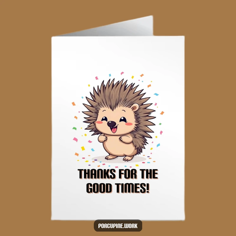 Free Printable Thank You Card: Confetti Porcupine, Cheerful Downloadable for Gratitude