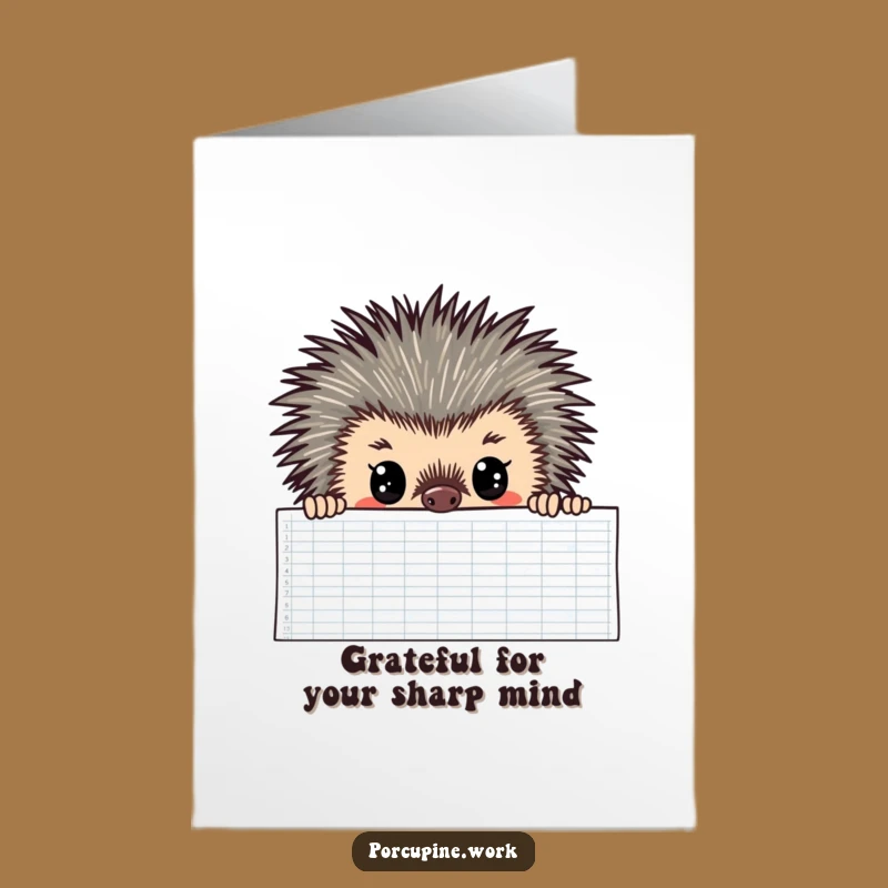 Free Printable Thank You Card: Focused Porcupine Spreadsheet - Funny Download Gift