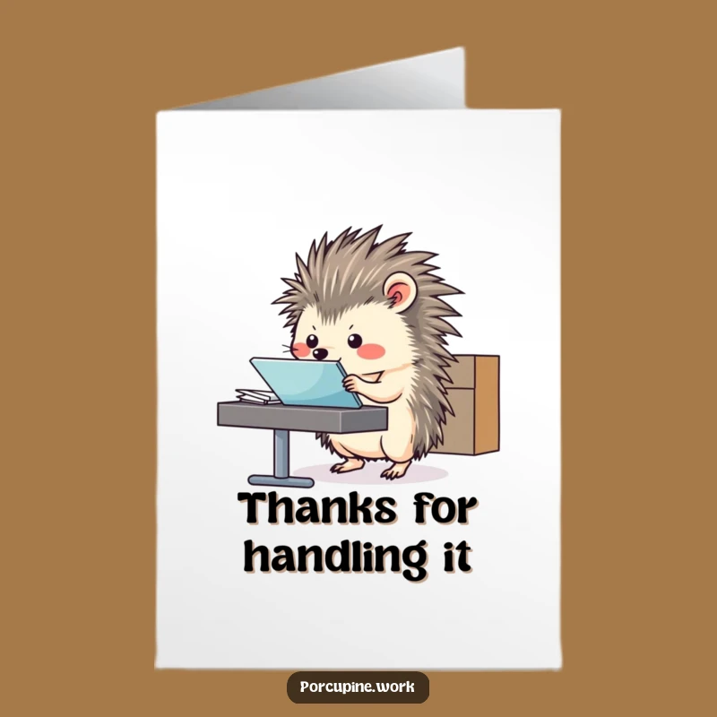Free Printable Thank You Card: Funny Porcupine Filing - Express Gratitude Easily