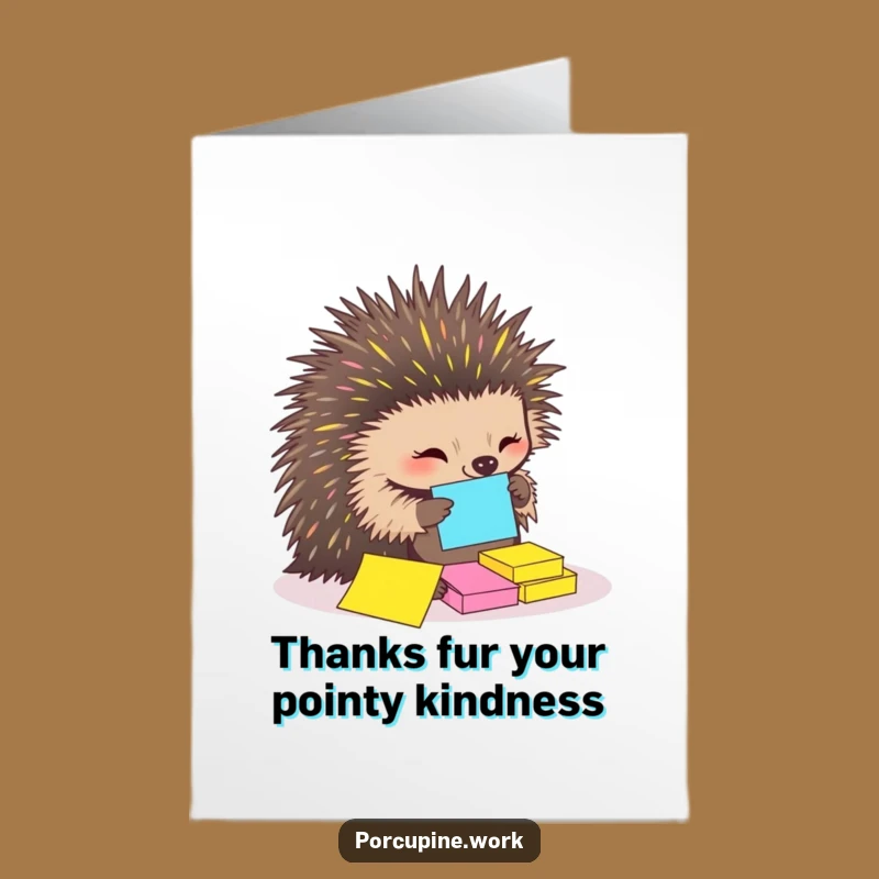 Free Printable Thank You Card: Funny Porcupine Organizer - Download Gift