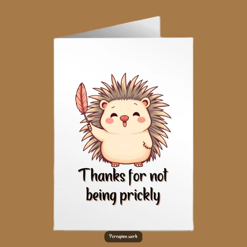 Free Printable Thank You Card: Funny Porcupine Waving - Express Gratitude Easily