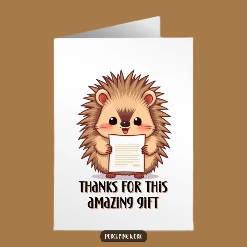 Free Printable Thank You Card: Grateful Porcupine Overjoyed Funny Downloadable Gift