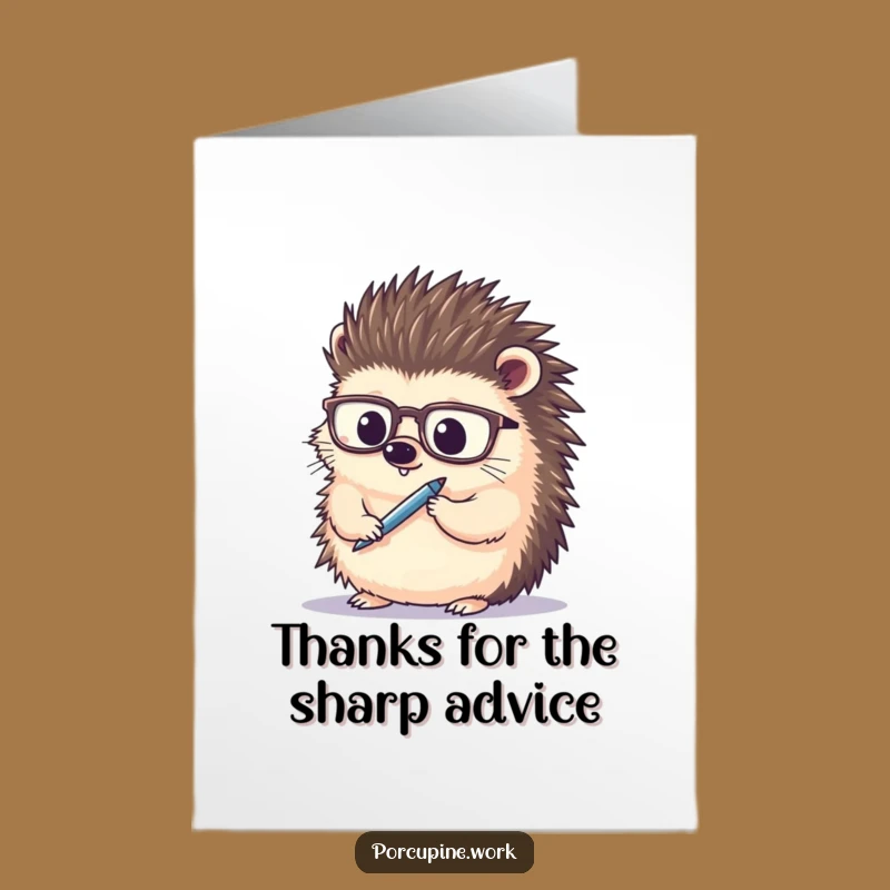 Free Printable Thank You Card: Grateful Porcupine Scholar Funny Downloadable Gift